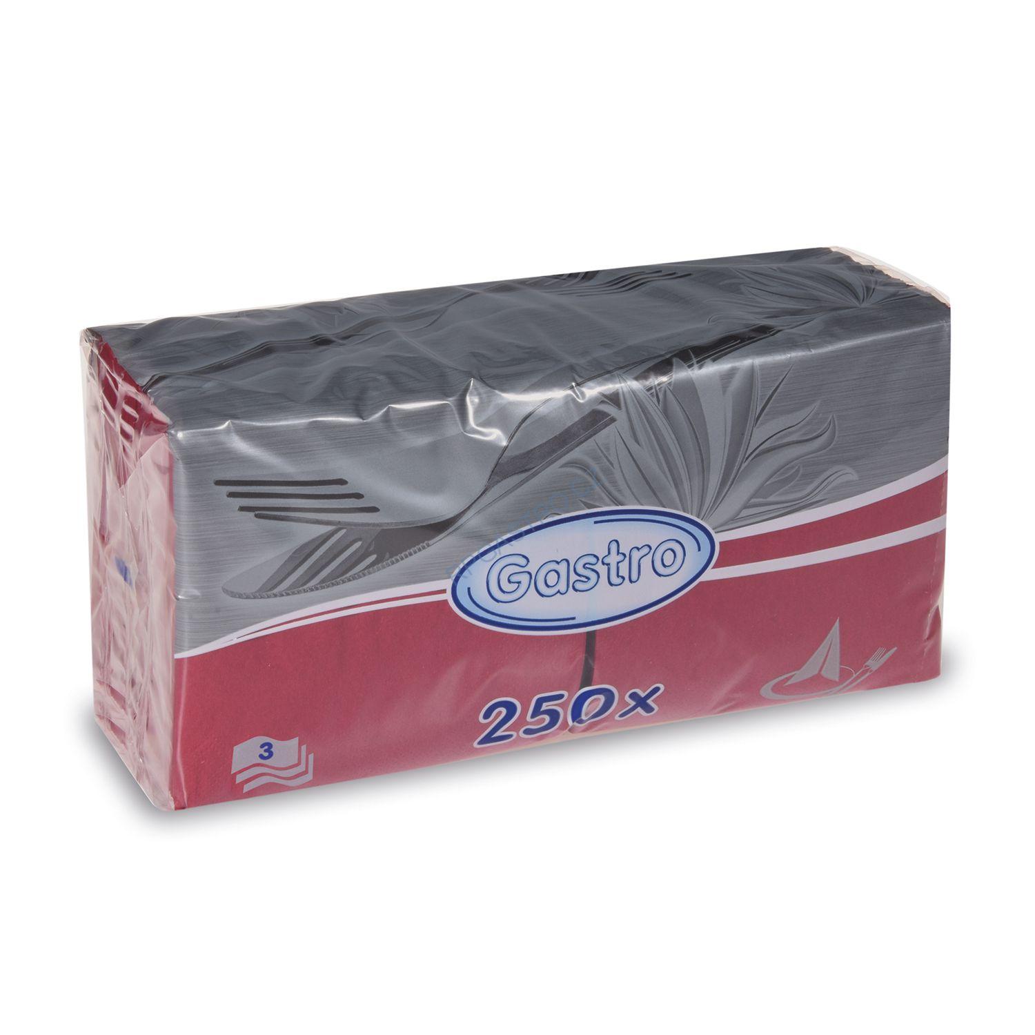 Ubrousky 3-vrstvé 33 x 33 cm bordové [250 ks] (87808)