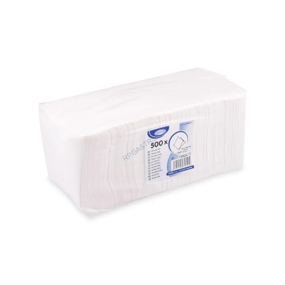 Ubrousky 1-vrstvé 24 x 24 cm bílé [500 ks] (70524 - 6N,)