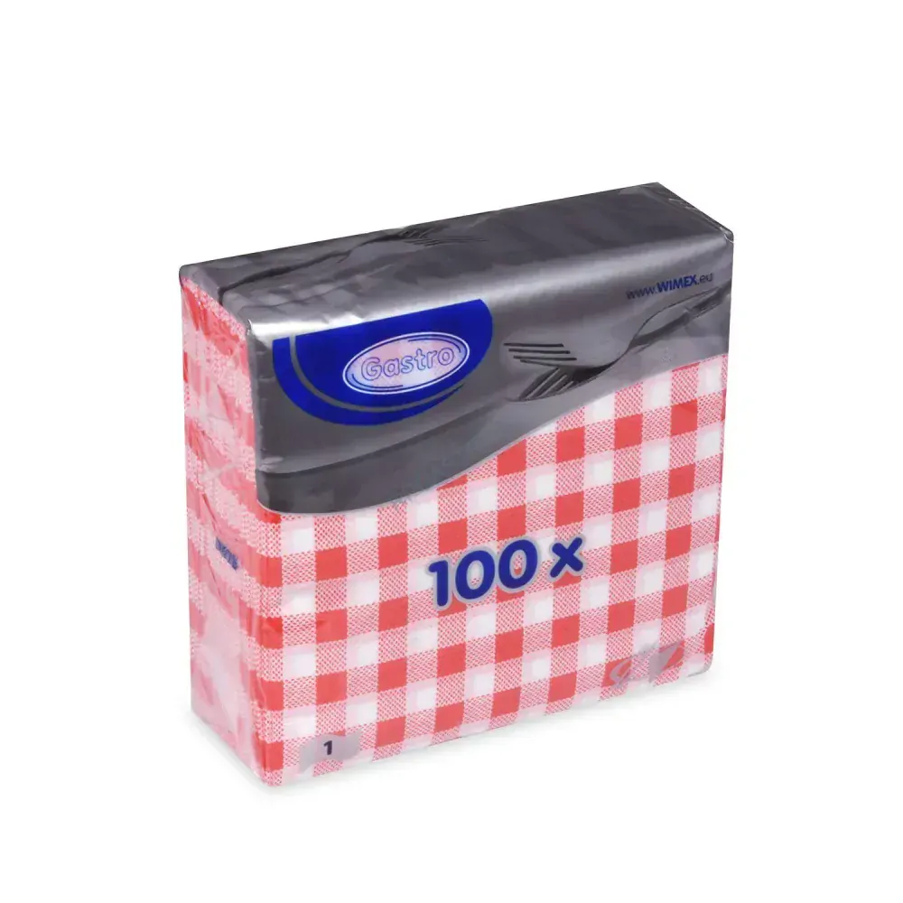 Ubrousky 1-vrstvé 33 x 33 cm KARO červené [100 ks] (70551 - 5D)