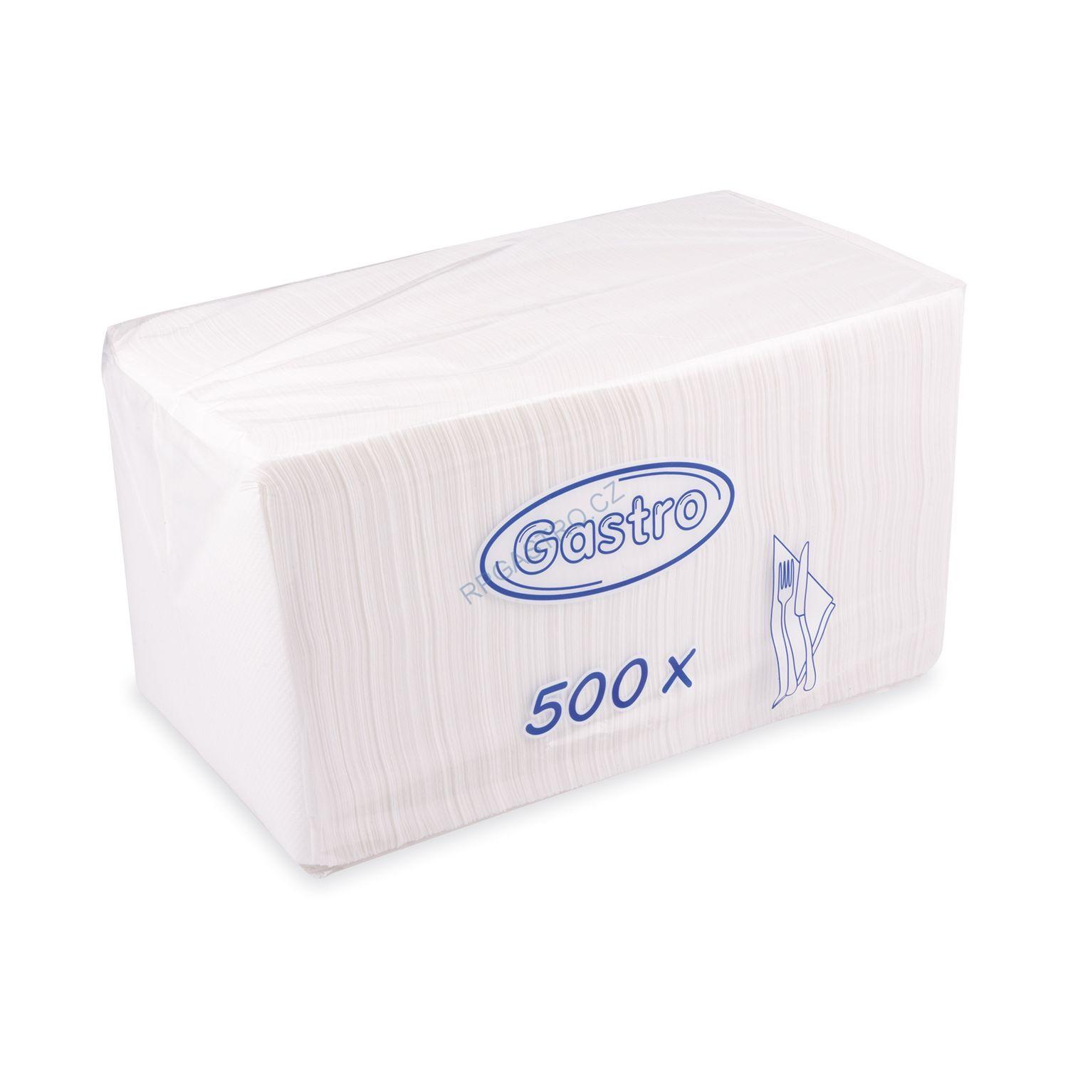 Ubrousky 1-vrstvé 33 x 33 cm bílé [500 ks] (70533 - E22)