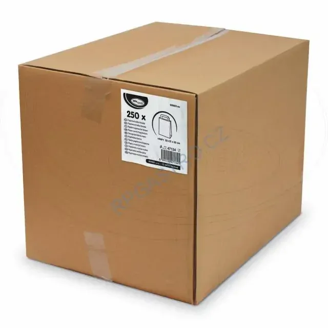 Papírové tašky 32+21 x 33 cm hnědé, ploché ucho [250 ks] (47134)