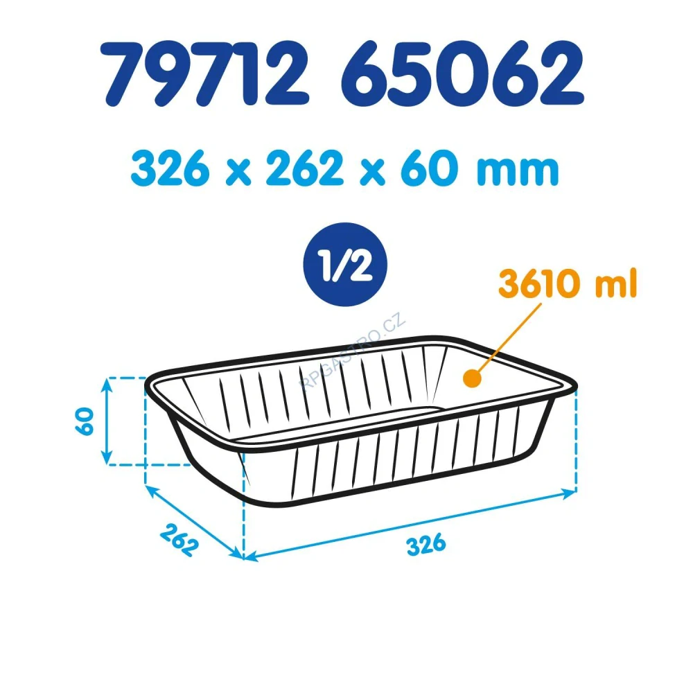 Mísa GASTRO 1/2 hranatá ALU 32,3 x 26,2 x 5,5 cm [25 ks] (79712)