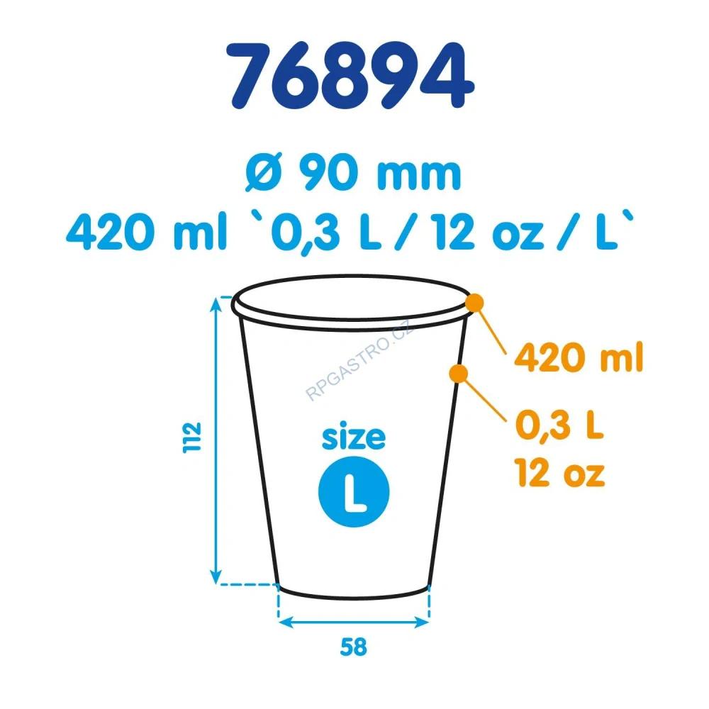 Papírový kelímek PREMIUM 420 ml, L (Ø 90 mm) [25 ks]  (76894)
