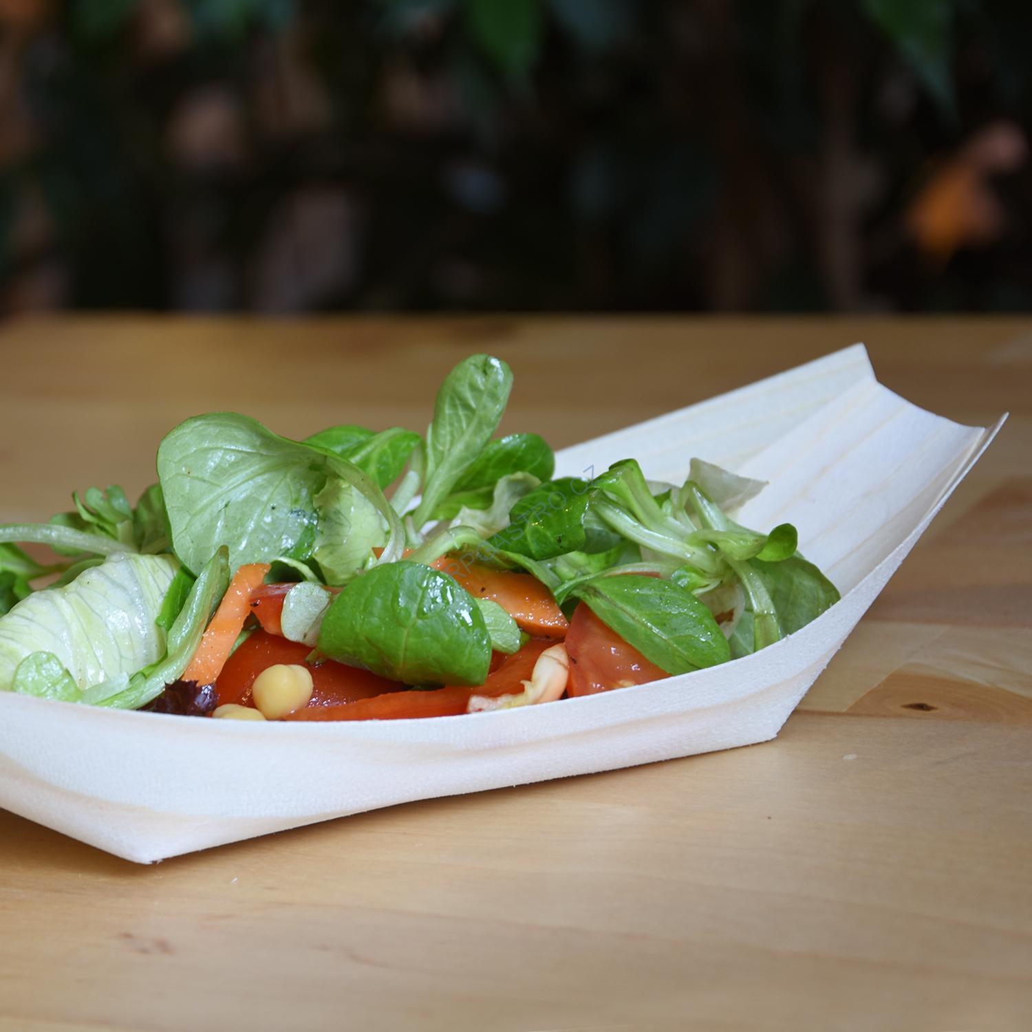 Fingerfood miska dřevěná, lodička 18 x 10.5 cm [100 ks] (66618)