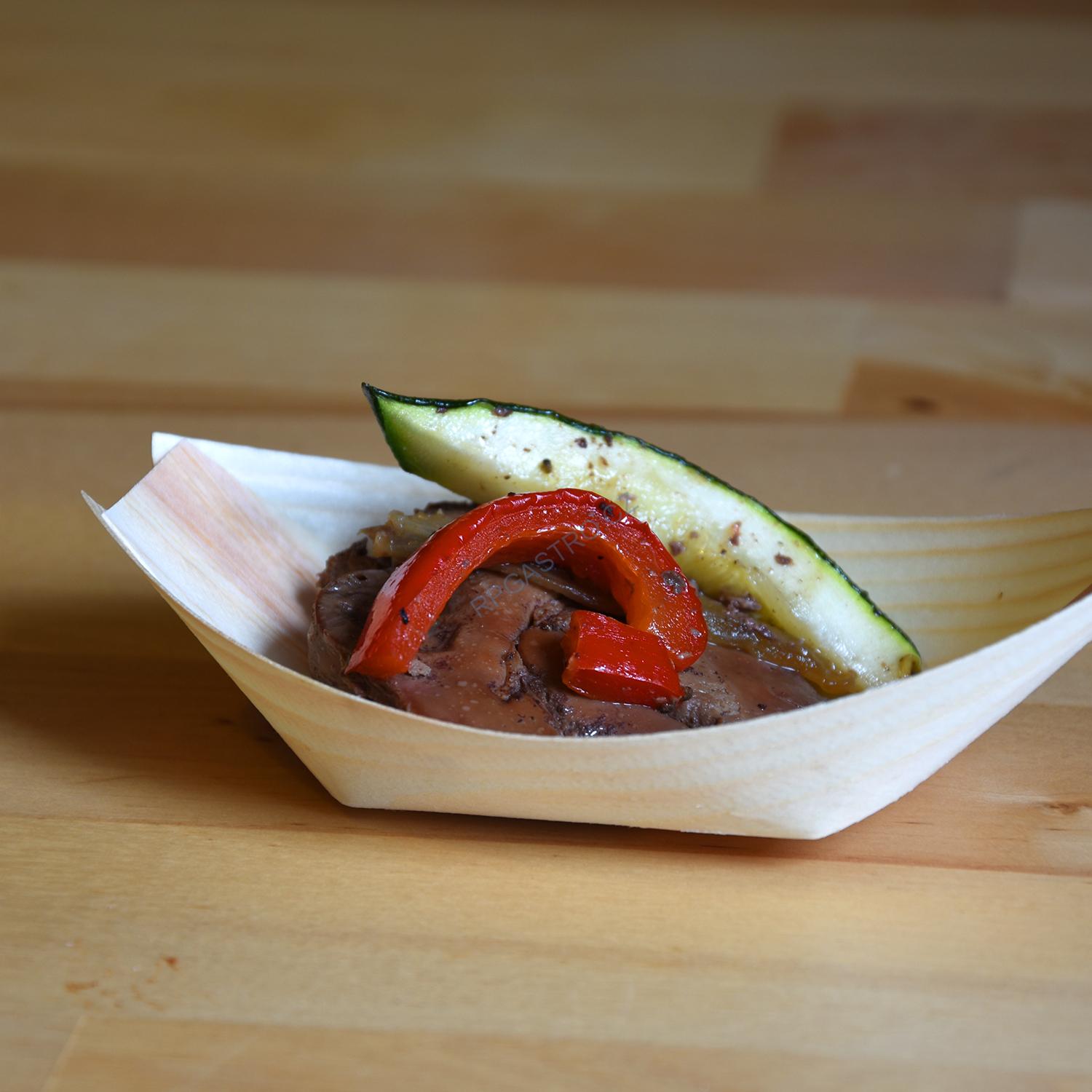 Fingerfood miska dřevěná, lodička 11 x 7 cm [100 ks] (66611)