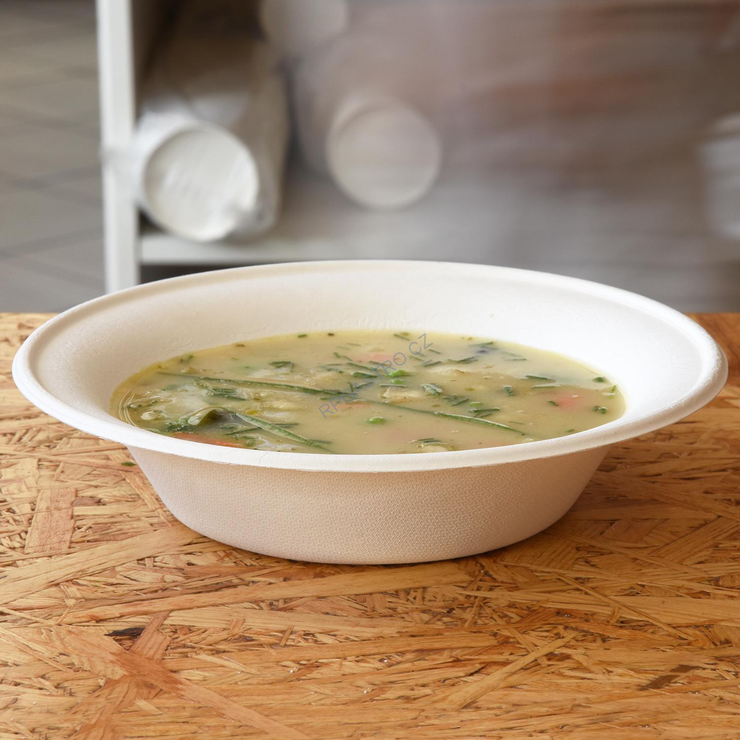 Miska kulatá BIO cukrová třtina 700 ml, Ø 21 x 5 cm [50 ks] (42270)