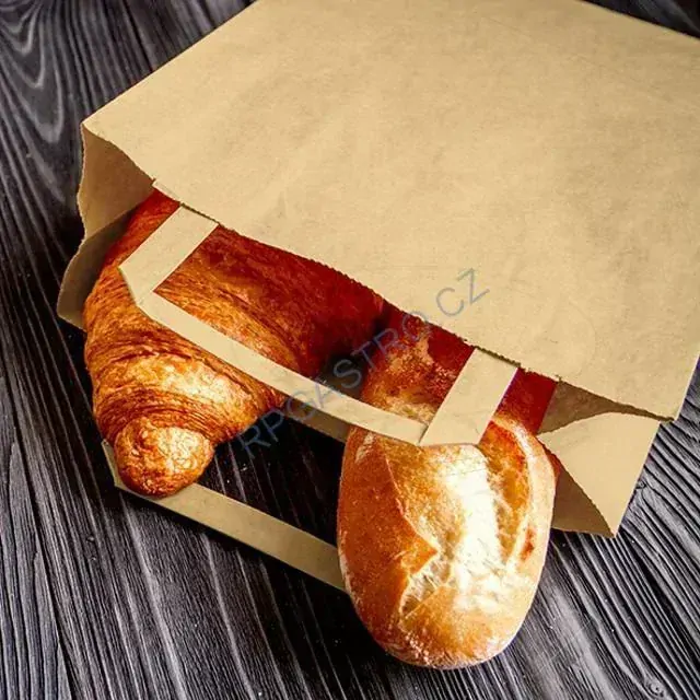 Papírové tašky 26+17 x 25 cm hnědé, ploché ucho [250 ks] (47126)