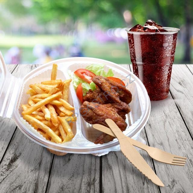 Menu mísa osmiboká průhledná s víčkem 2-dílná (PP) [25 ks] (PP816)