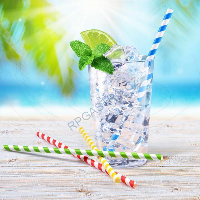 Slámky papírové rovné, barevný mix, spirála 20 cm, Ø 6 mm [25 ks] (40806 - 8B)