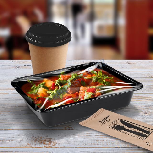 Menu mísa (PP) nedělená 227 x 178 x 49 mm, černá [50 ks] (PP906)