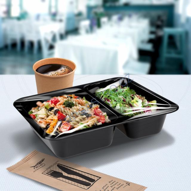 Menu mísa (PP) 2dílná 227 x 178 x 49 mm, černá [50 ks] (PP908)