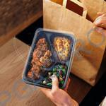 Menu mísa (PP) Reware Lunch vratná 3dílná 227 x 178 x 49 mm, černá [20 ks] (PP911)