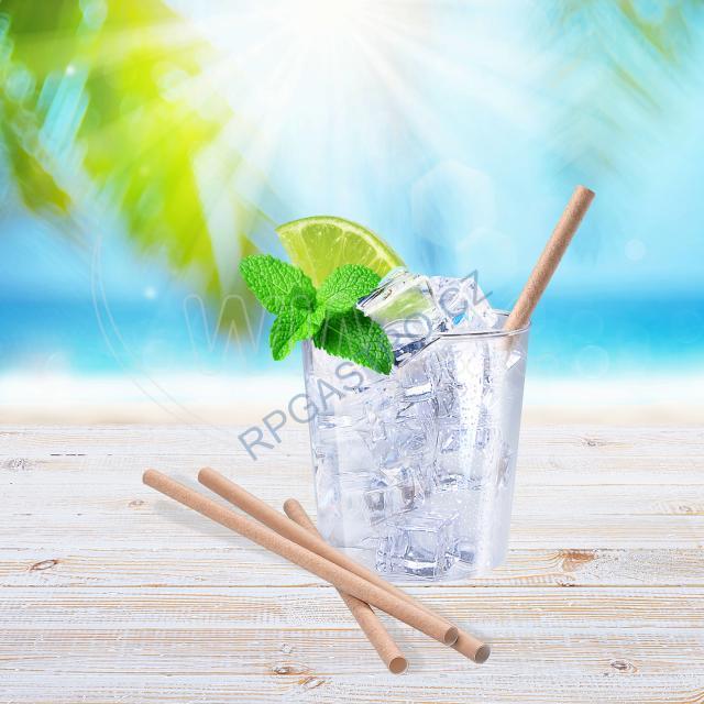 Slámky papírové JUMBO kraft 15 cm, Ø 8 mm [100 ks] (40911)