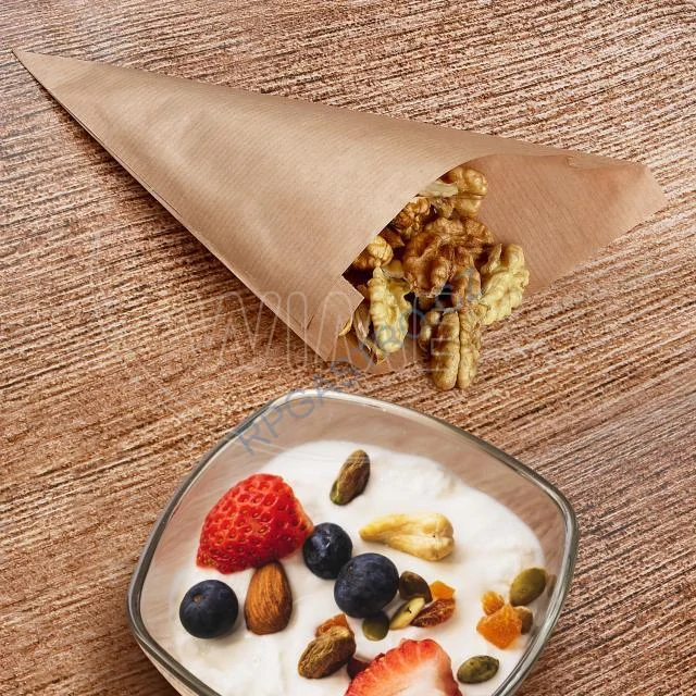 Papírový kornout,kraft, vázaný (PAP)(FSC Mix) 19x19 cm  , 125 g (70819.1) 100ks