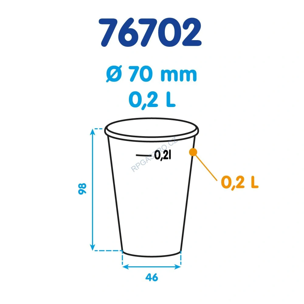 Papírový kelímek s cejchem bílý 200 ml,  (Ø 70 mm) [50 ks] (76702-11N)