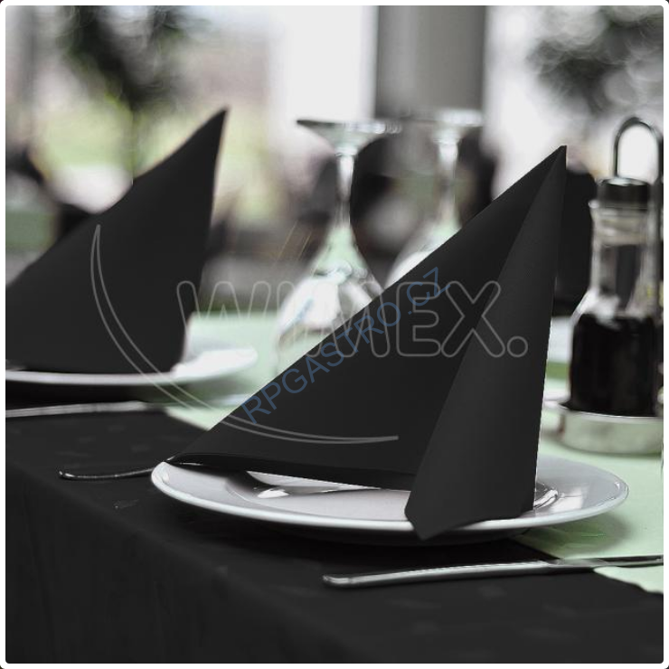 Ubrousky 3-vrstvé 33 x 33 cm černé [250 ks] (87819)