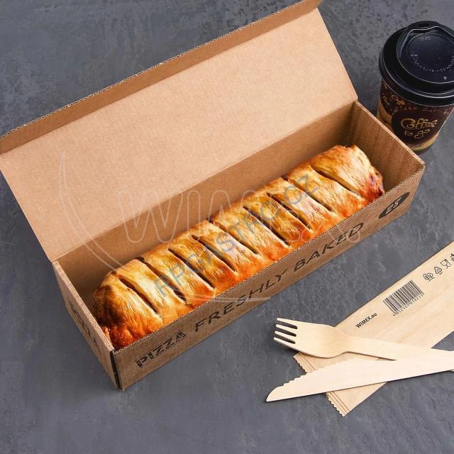 Krabice na pizzu (mikrovlnitá lepenka) Roll-up kraft 28 x 8 x 7 cm [100 ks] (71808)