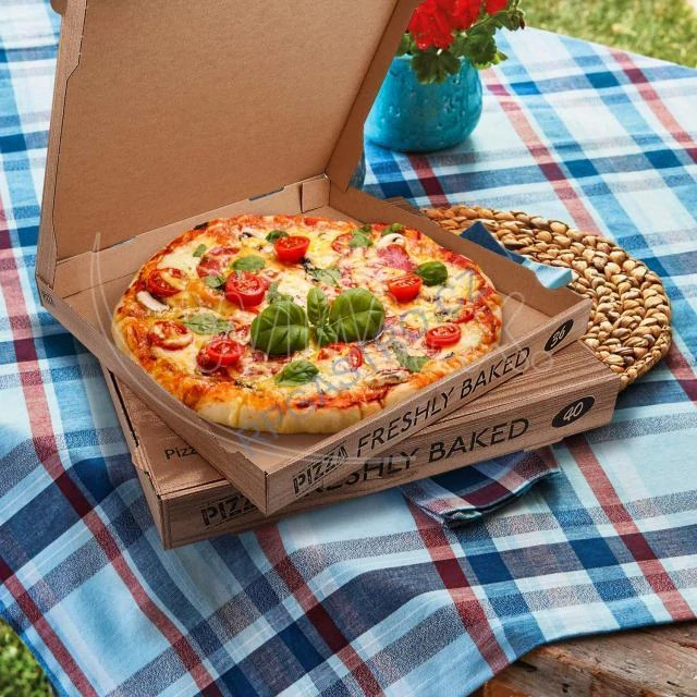 Neposíláme - Krabice na pizzu (mikrovlnitá lepenka) kraft 40 x 40 x 5 cm [100 ks] (71840) pouze osobní odběr