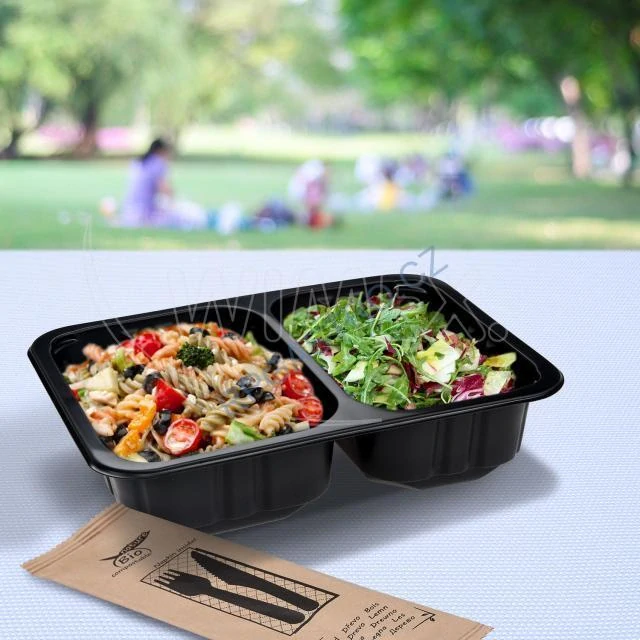 Menu mísa (PP) 2dílná černá 227 x 178 x 50 mm  1300ml (700 + 600 ml )[320 ks] (78512)