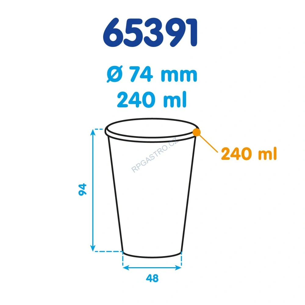 Papírové kelímky červené(PAP/PE) (Ø 74 mm), 240 ml [10 ks] (65391)