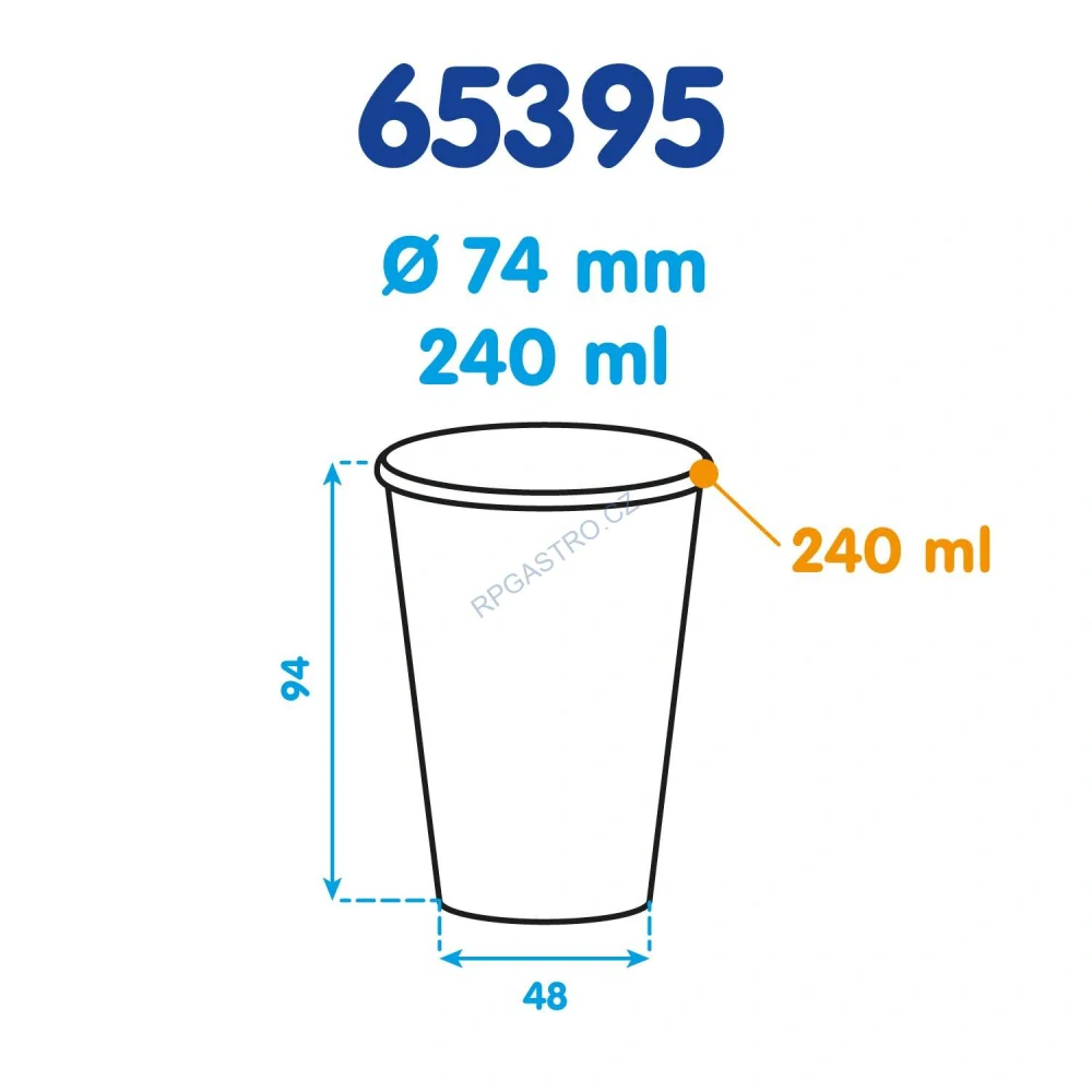 Papírové kelímky žluté (PAP/PE) (Ø 74 mm), 240 ml [10 ks] (65395)