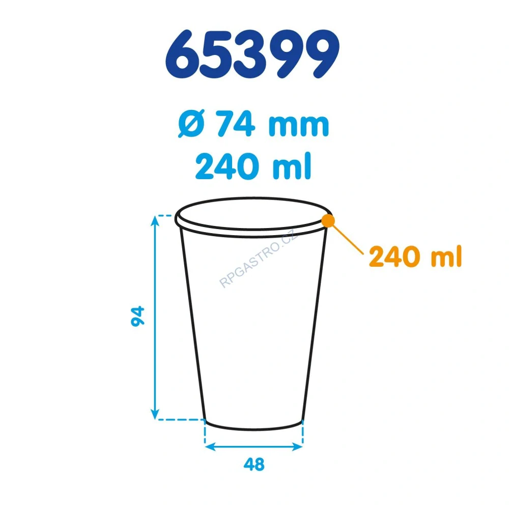 Papírové kelímky černé (PAP/PE) (Ø 74 mm), 240 ml [10 ks] (65399)