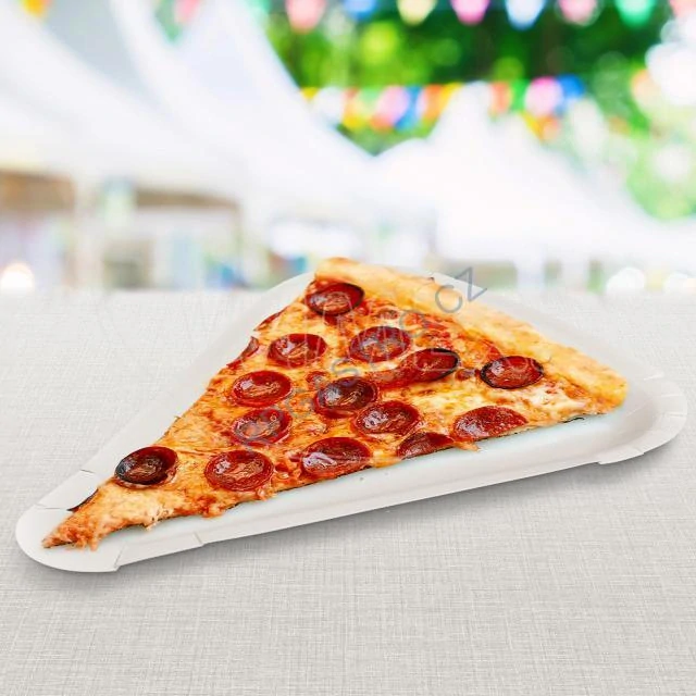 Papírový tácky  na pizzu (FSC Mix) trojúhelníkové bílé 26,5 x 20 cm [250 ks] (71260)