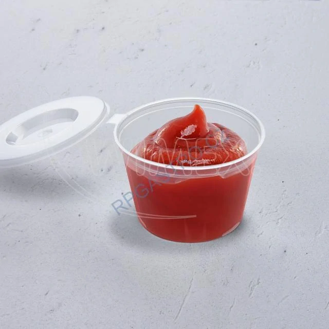 Dresinková miska (PP) s integrovaným víčkem průhledná Ø70mm 120ml [50 ks] (74912)