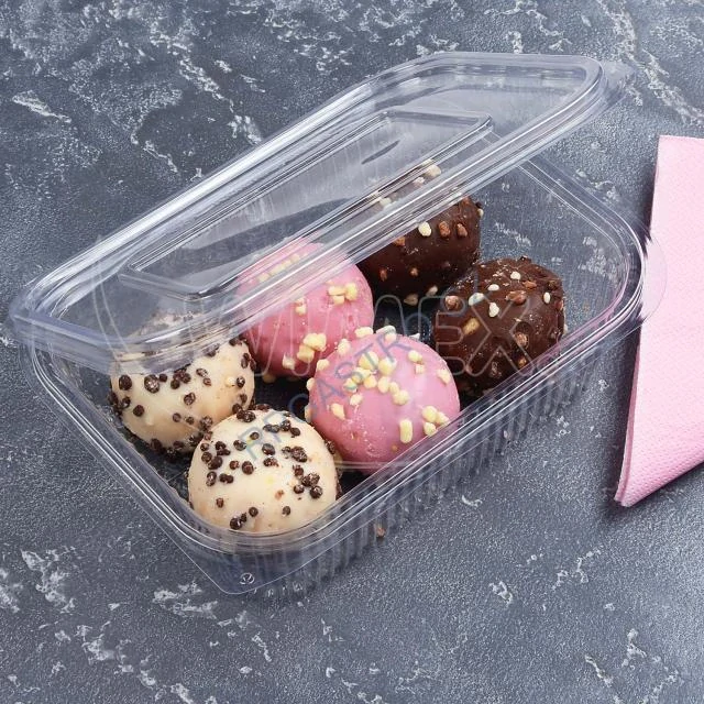 NEPOSÍLÁME - Miska hranatá průhledná s integrovaným víčkem 750 ml (rPET) [50 ks] Pouze osobní odběr (77707)