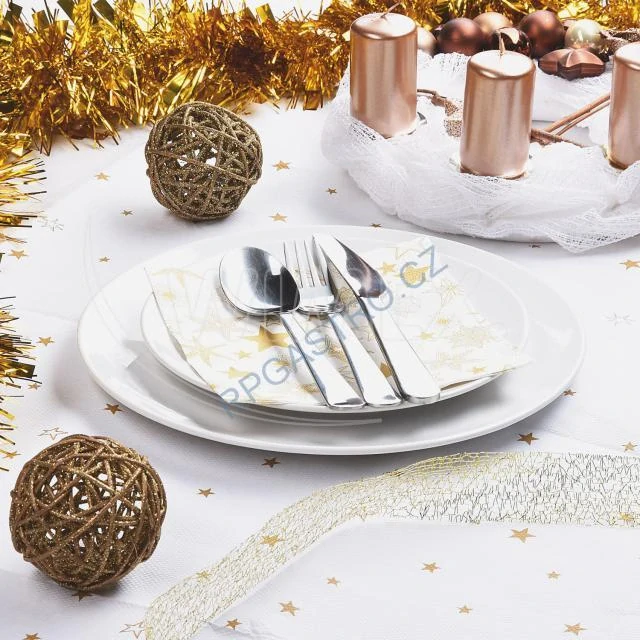 Papírový ubrus skládaný VÁNOCE  1,8 x 1,2 m bílý [1 ks] (70066)