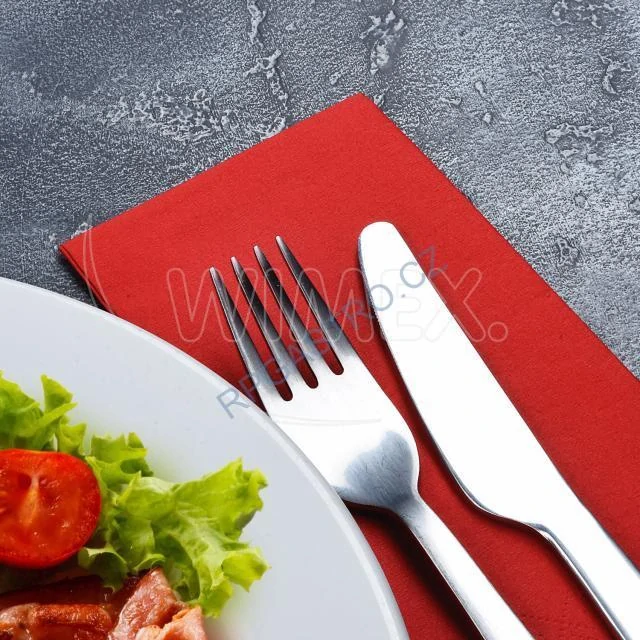 Ubrousky 2-vrstvé 33 x 33 cm, 1/8 skládané HF, červené [250 ks] (86801)