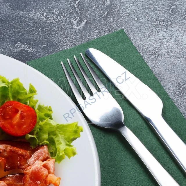 Ubrousky 2-vrstvé 33 x 33 cm, 1/8 skládané HF, tmavě zelené [250 ks] (86806)