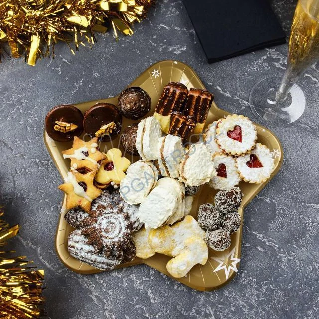 Papírový talíř (FSC Mix) tvar hvězdy zlatý Ø25cm [6 ks] (65260) 