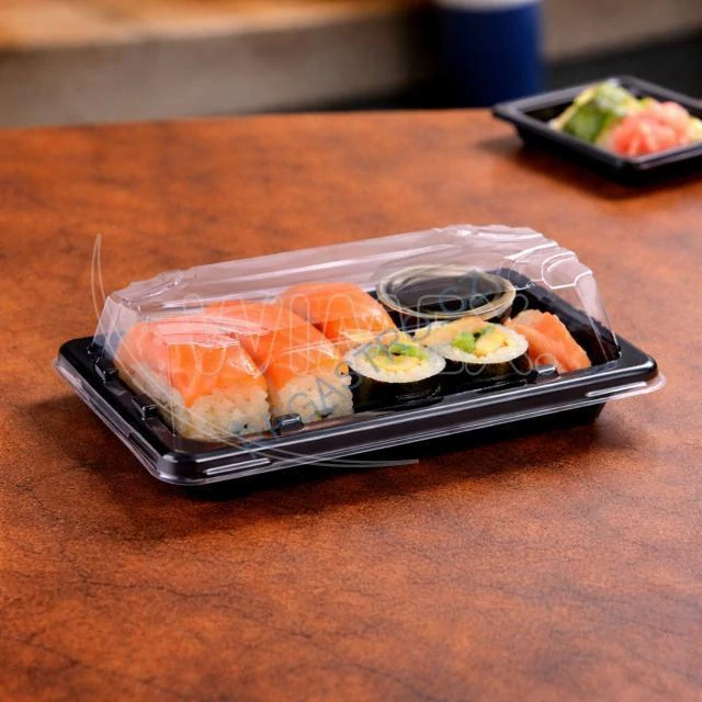 Miska na Sushi (PP/rPET)  černá + víčko průhledné 167 x 93 x 45mm [50sad] (74501)
