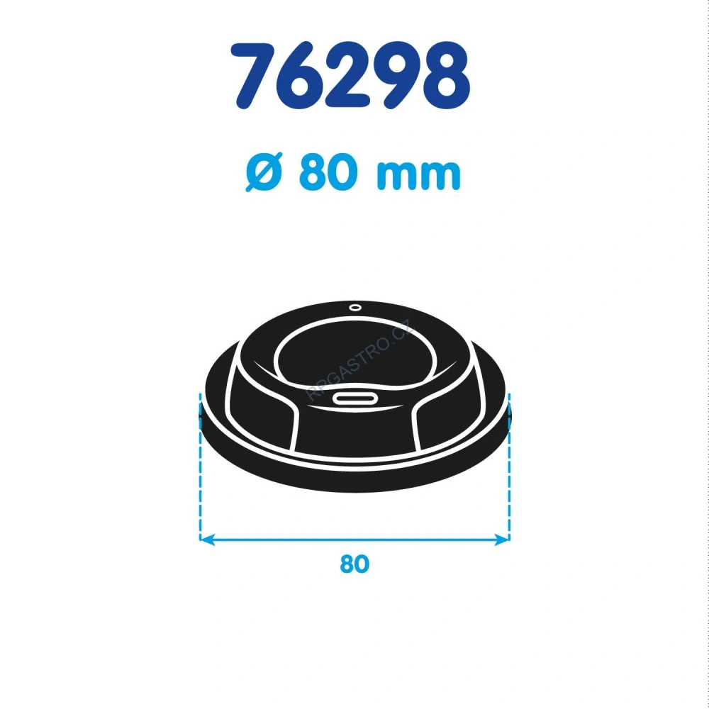 Víčko vypouklé černé pro kelímky Ø 80 mm [100 ks] (76298-1N, CH2N)