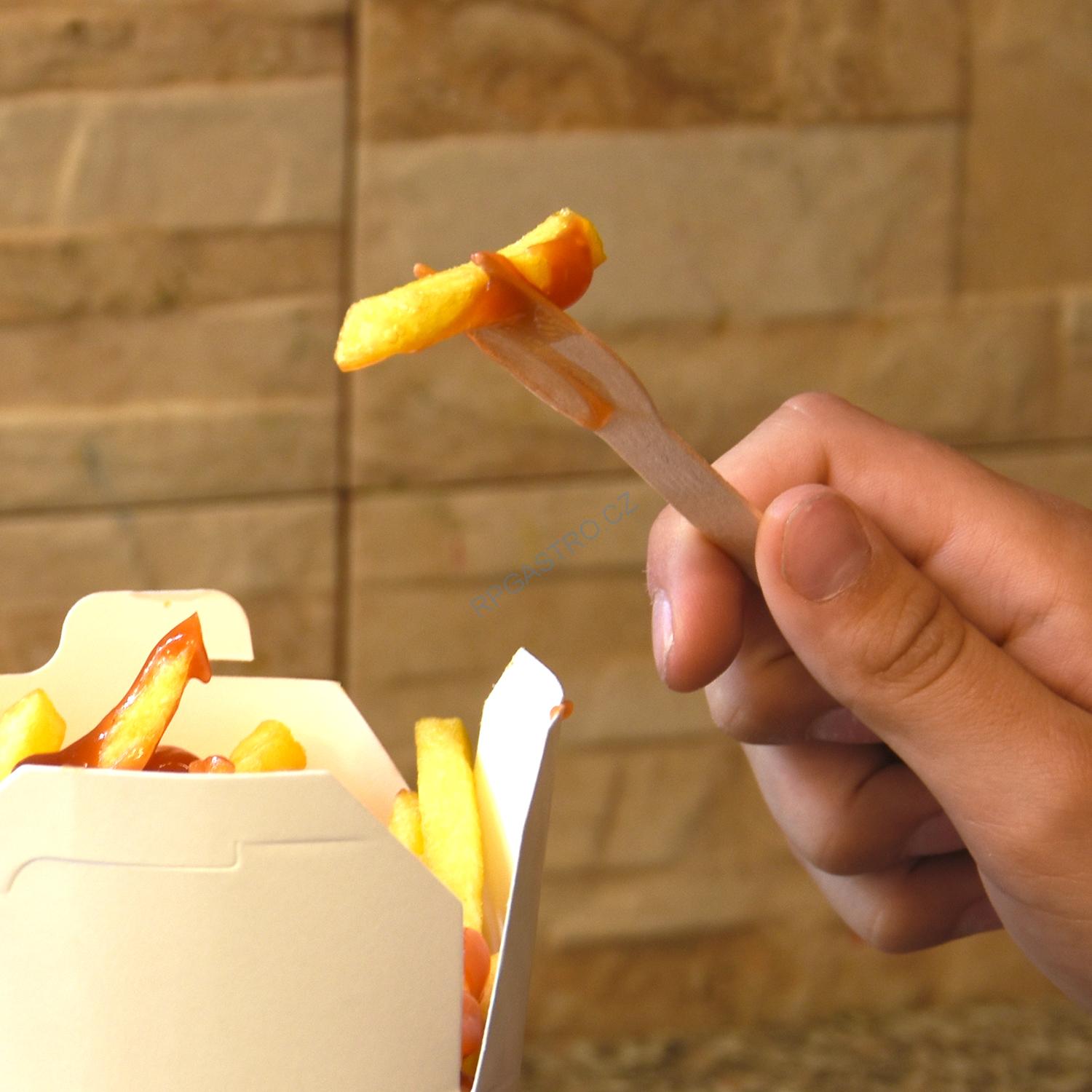 Vidlička na hranolky ze dřeva 8,5 cm [1000 ks] (66719)