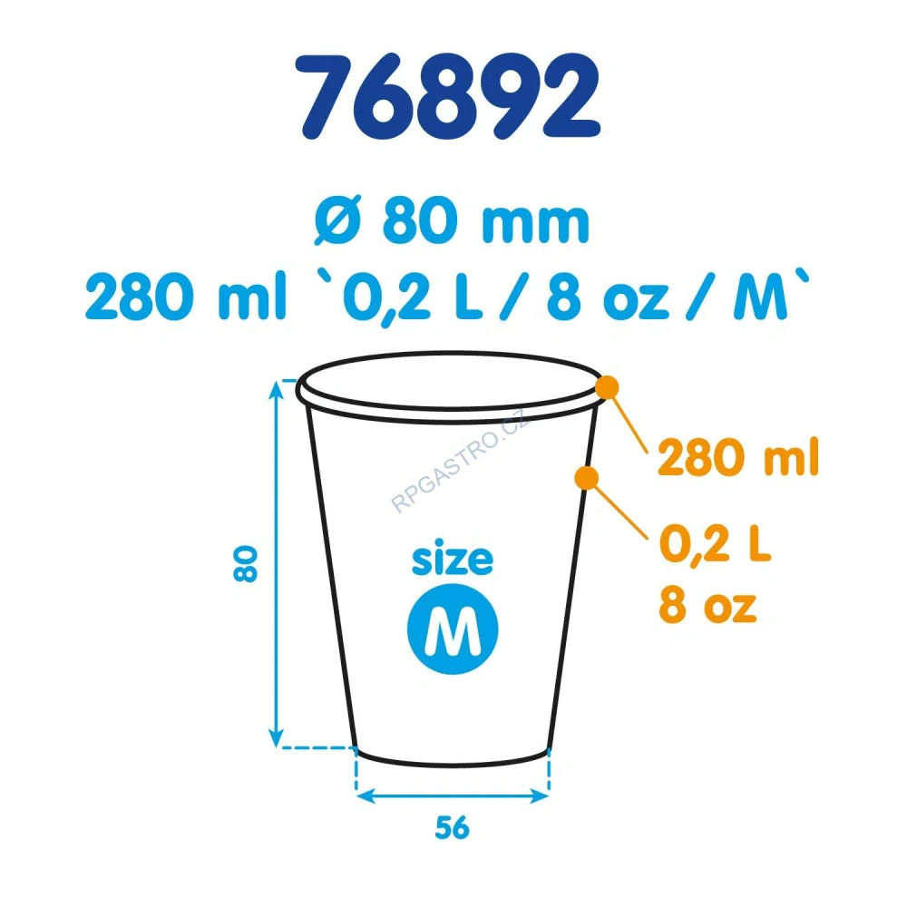 Papírový kelímek PREMIUM 280 ml, M (Ø 80 mm) [25 ks] (76892)