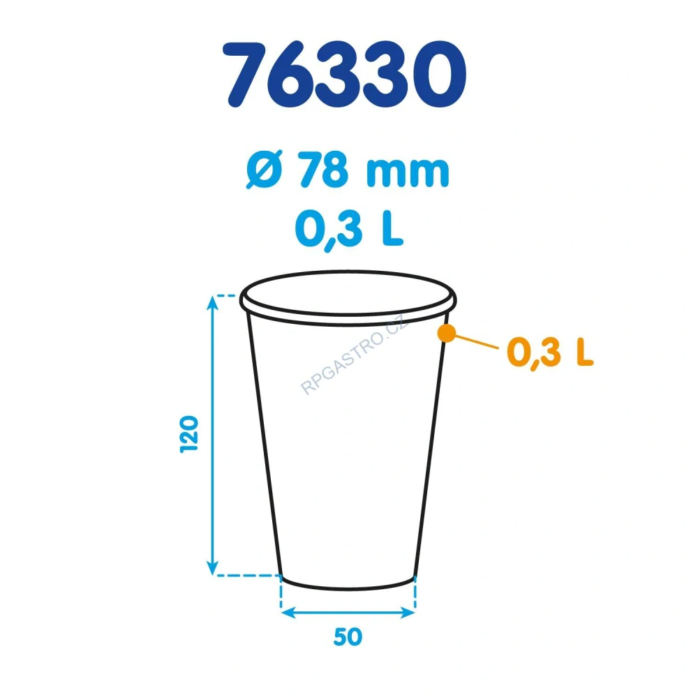 Kelímek plastový průhledný 0,3 l -PP- (Ø 78 mm) [50 ks] (76330) 3N,P7B
