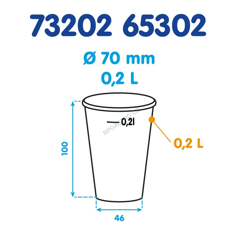 Kelímek bílý 0,2 l -PP- (Ø 70 mm) [100 ks] (73202 - P7B)