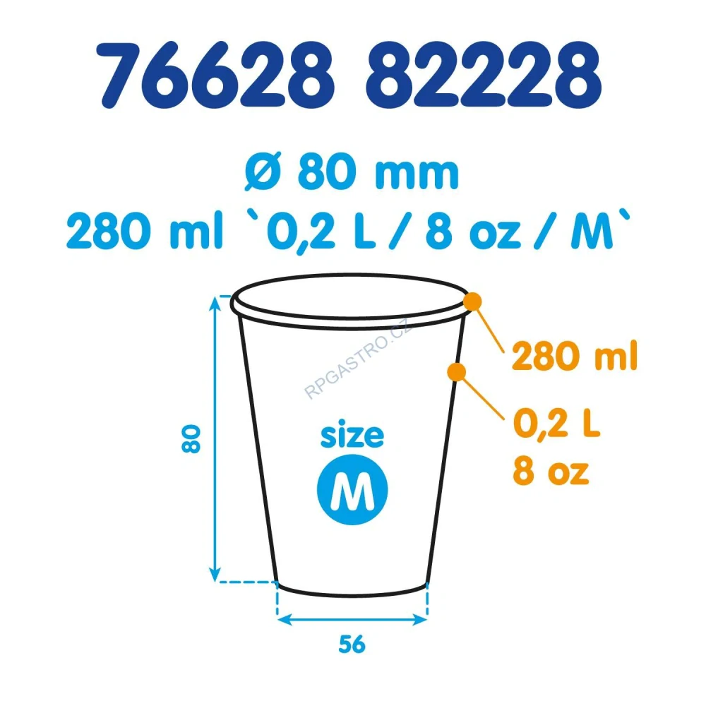 Papírový kelímek Coffee to go M 280 ml (PAP/PE) + víčko vypouklé černé Ø 80 mm (PS) [10 ks] (82228)