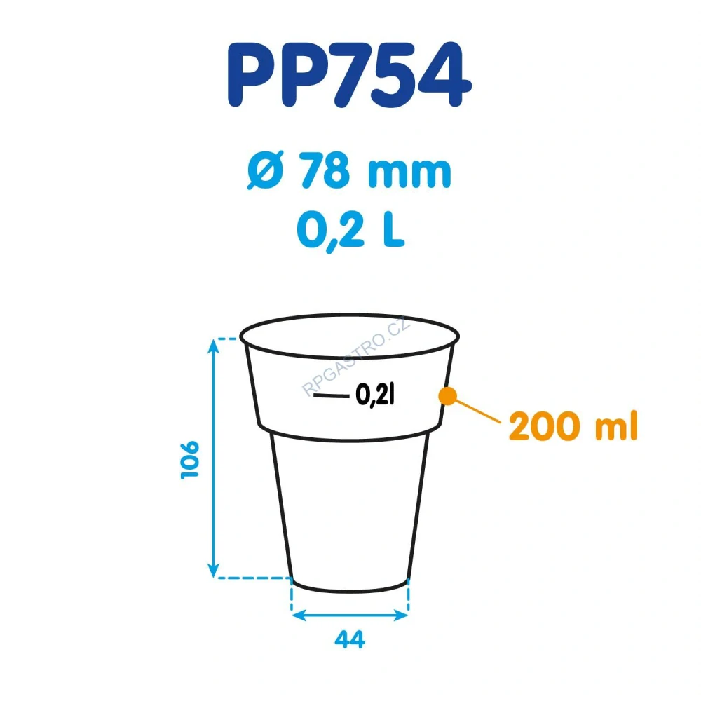 Kelímek vratný 0,2 l Reware Cheers, kouřový (PP) [50 ks] (PP754)