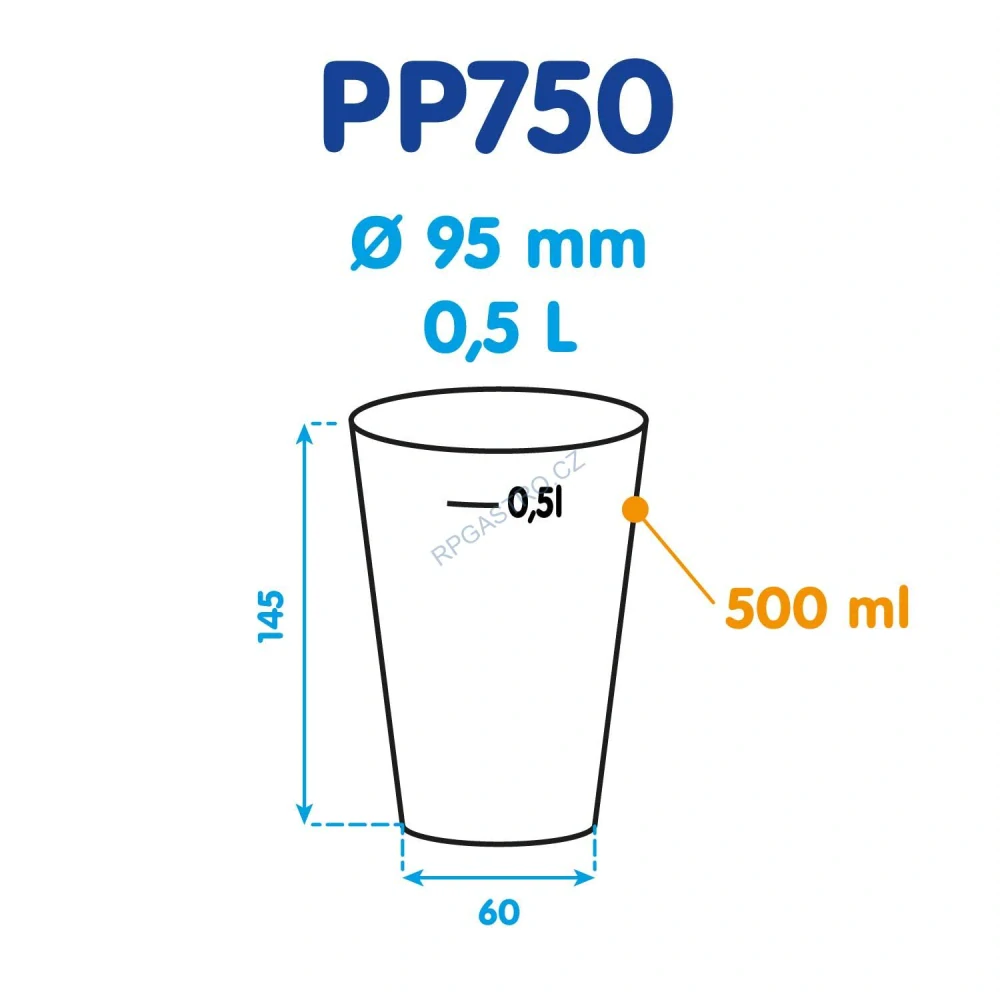 Kelímek vratný 0,5 l Reware Cheers, kouřový (PP) [25 ks] (PP750)