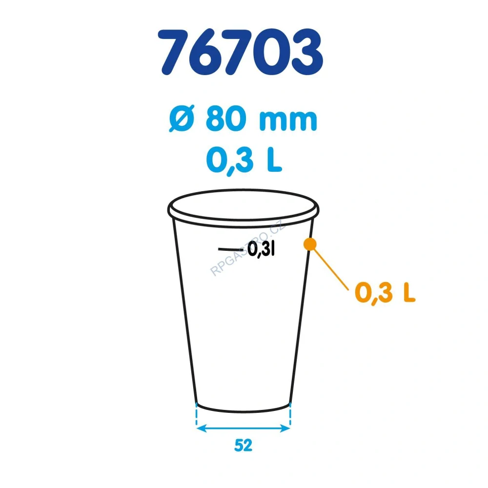 Papírový kelímek s cejchem bílý 300 ml,  (Ø 80 mm) [50 ks] (76703)