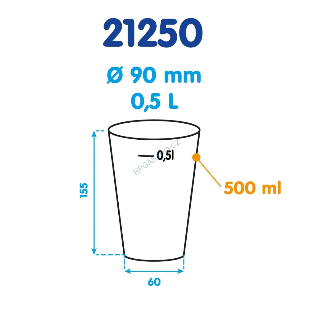 Kelímek (PP) opakovaně použitelný průhledný Ø90mm 0,5L [10 ks] (21250)