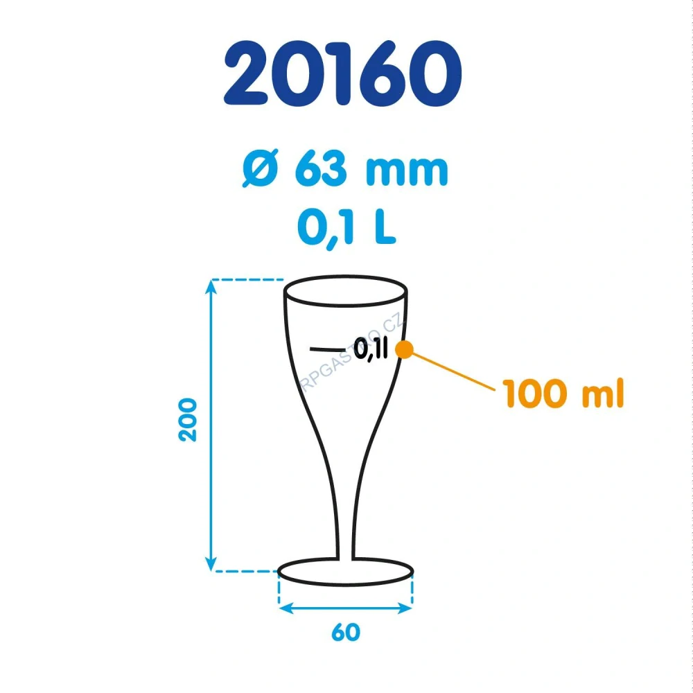 Pohárek na sekt vratný (PP) opakovaně použitelný Ø63mm 0,1L [10 ks](20160) (5N)