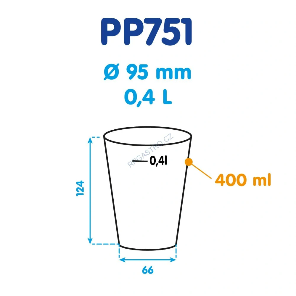 Kelímek vratný 0,4 l Reware Cheers, kouřový (PP) průměr 95mm [25 ks] (PP751)