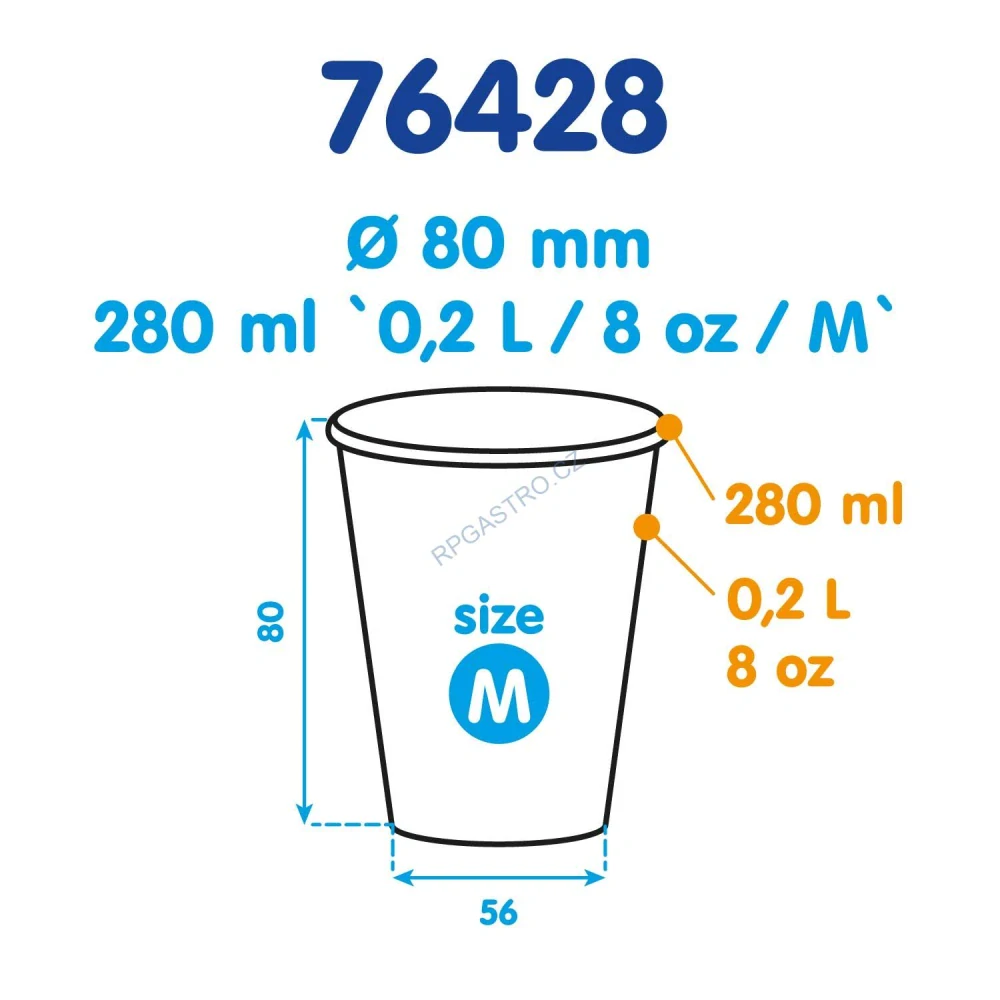 Papírový kelímek hnědý 280 ml, M (Ø 80 mm) [50 ks] (76428-11N)