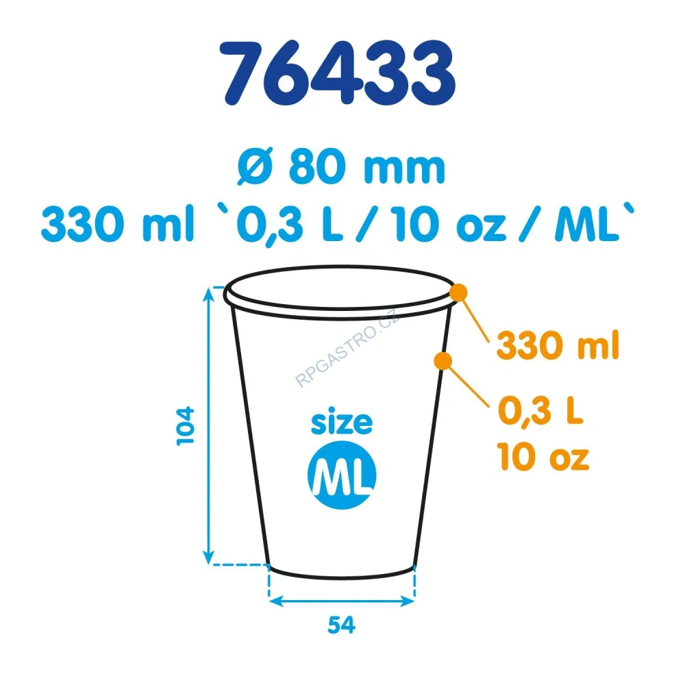 Papírový kelímek hnědý 330 ml, L (Ø 80 mm) [50 ks] (76433-12N)