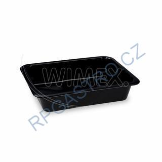 Menu mísa (PP) Reware Lunch vratná nedělená 227 x 178 x 49 mm, černá [20 ks] (PP907)