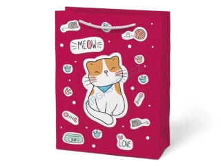 Dárková taška dětská vel.M motiv Kočička (19 x 25 + 10 cm), 1 ks (5252825.2)